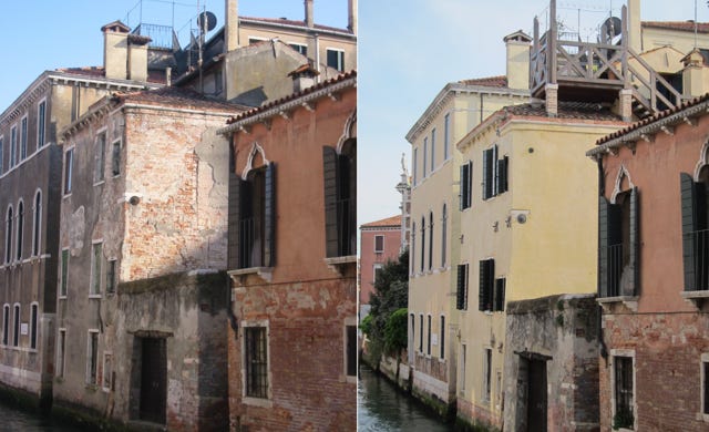 before and after images showing new exterior improvements and new roof altana