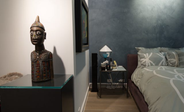 master bedroom with special plaster finish